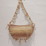 VLOVELAW Spring and Summer New All-Match Pearl Conch Straw Bag Handbags Woven Bag Seaside Holiday Women's Bag Fashion