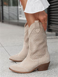 Dropshopping Winter New Foreign Trade Mid Heel 40-43 Burnt Suede Low-Top Women's Boots Fashion