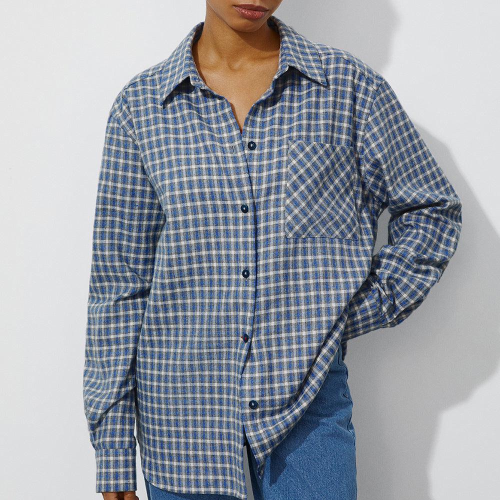 VLOVELAW  plaid shirt 2025 popular spring girl classic OVERSIZE loose versatile plaid neutral style shirt