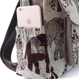 Women's Bag Backpack Canvas Bag Hand-Woven Elephant Printed Backpack  New All-Match Travel Backpack Wholesale