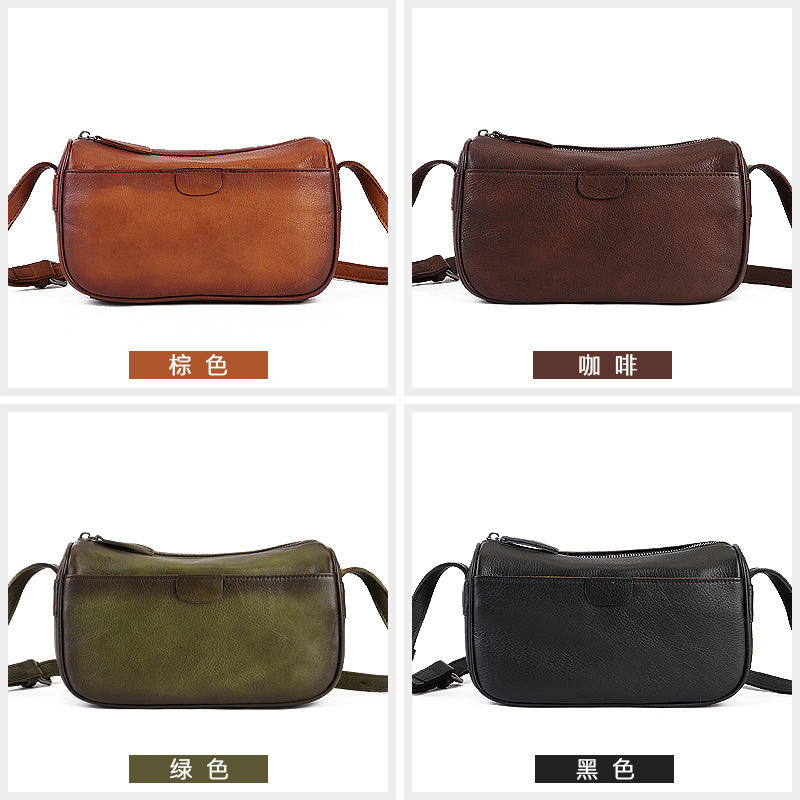 Handmade Cowhide Bag Genuine Leather Women's Bag High-Grade Special-Interest Shoulder Bag First Layer Cowhide New Crossbody Bag Women's