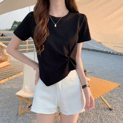 VLOVELAW Wholesale Foreign Trade Summer Women's Clothing Korean Style Short Top Casual All-Matching Loose Short Sleeve T-shirt Female Fashion One Piece Dropshipping