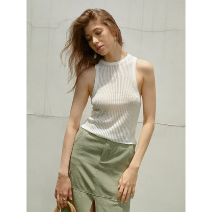 VLOVELAW  knitted vest Popular and 2025 popular summer sexy hottie pit strip hollow vest slim sleeveless knitted top