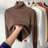 Fleece and thickened integrated fleece sweater women's winter thick mink fleece warm top turtleneck bottoming shirt women's autumn and winter inner trendy