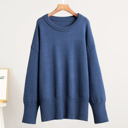 VLOVELAW 2025 crew neck sweater 2025 New autumn and winter new solid color versatile casual lazy pullover knitted crew neck sweater