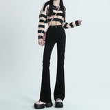 Black Bootcut Jeans for Women 2024 Spring and Autumn New High Waist Stretch High-Looking Slimming Small Horseshoe Pants