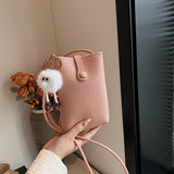 vlovelaw Korean Style Classic Style Authentic Leather Tactile Feel Soft Leather Crossbody Small Bag  New Versatile Bucket Bag Women's Mobile Phone Bag Fashion