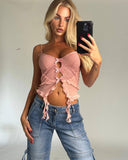 VLOVELAW Cross-Border  European and American Women's Clothing Sexy Hot Girl Sling Pink Lace Fabric Ruffle Top Sling Dz0020