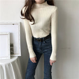 Large quantities of 2024 winter semi-turtleneck thickened shirt women's winter loose pullover knitted sweater bottoming shirt