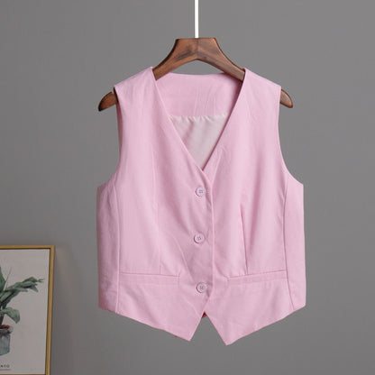 VLOVELAW  cotton and linen vest vest Popular and 2025 popular summer new femininity casual sleeveless single-breasted vest top