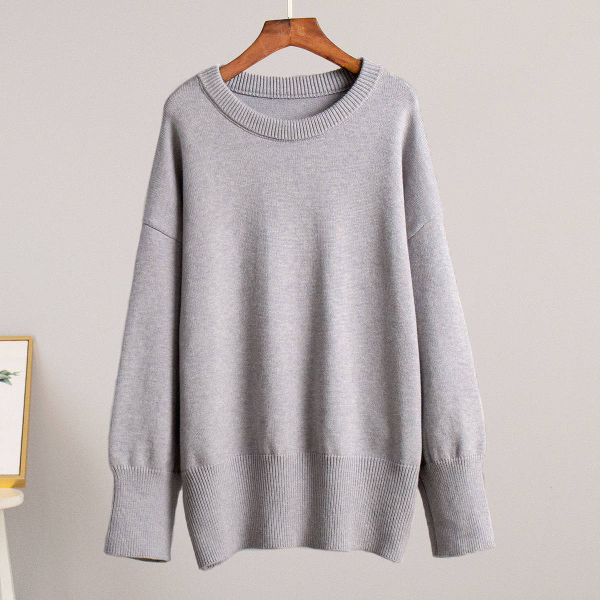 VLOVELAW 2025 crew neck sweater 2025 New autumn and winter new solid color versatile casual lazy pullover knitted crew neck sweater