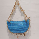 VLOVELAW Spring and Summer New All-Match Pearl Conch Straw Bag Handbags Woven Bag Seaside Holiday Women's Bag Fashion