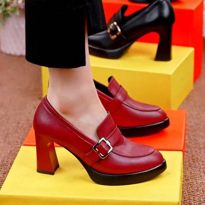 Waterproof Platform High Heels Pointed Toe Women's Shoes  Spring New Thick Bottom Chunky Heel Fashion Shoes Deep Mouth Women's Shoes