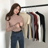 Large quantities of 2024 winter semi-turtleneck thickened shirt women's winter loose pullover knitted sweater bottoming shirt