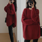 Autumn and winter sweater 2023 new women's clothing loose medium and long lazy style Korean version knitted sweater women's clothing jacket tide