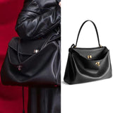 24B New Rodeo Shoulder Smooth Calfskin Portable Women's Bag Underarm Lock Leisure Commute Kelly Women's Bag