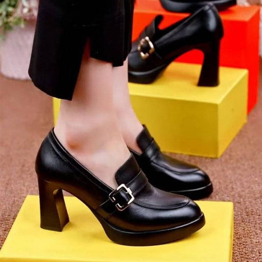 Waterproof Platform High Heels Pointed Toe Women's Shoes  Spring New Thick Bottom Chunky Heel Fashion Shoes Deep Mouth Women's Shoes