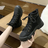 Martin Boots for Women  Spring New High-Top Canvas Shoes British Style Breathable Thin Short Boots Lace-up Worker Boot