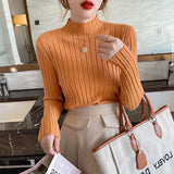 Large quantities of 2024 winter semi-turtleneck thickened shirt women's winter loose pullover knitted sweater bottoming shirt