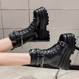 Cross-Border Wedge Knight Boots Female  New HOTan and NEWn plus Size Punk Handsome Platform Women's Mid Boots