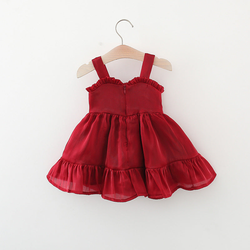 VLOVELAW Summer New Baby Girl's Twilight Gauze Suspender Skirt Bow Lace Dress Foreign Trade Ins Children Shirt Fashion