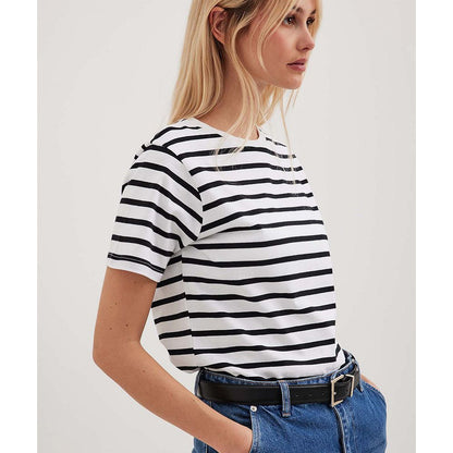 VLOVELAW  striped T-shirt short-sleeved Popular, 2025, spring and summer popular new versatile simple and loose pure cotton round neck striped short sleeves