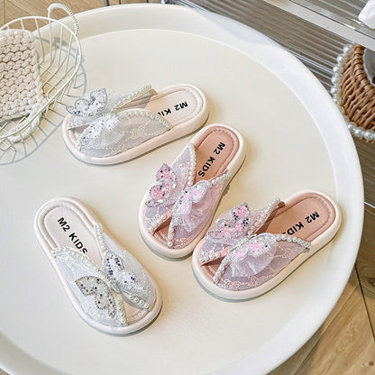 VLOVELAW Summer New Children Korean Style Slippers Girls Diamond Casual Shoes Outerwear Little Girl Fashion Slippers