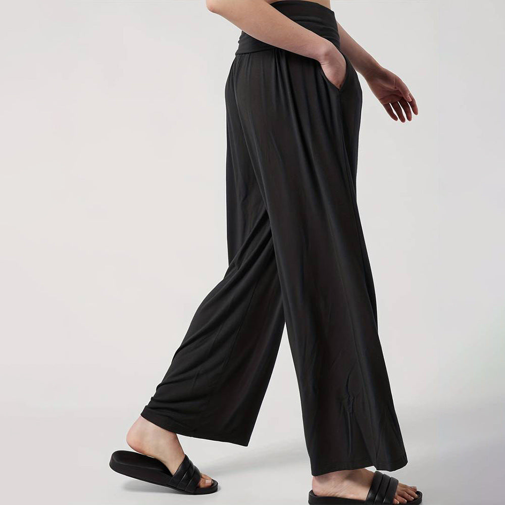 popular New women's clothing  hot sale simple wide-leg casual pants autumn and winter elastic waist design waist trousers