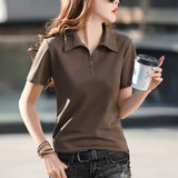 VLOVELAW New Summer Loose Lapels T-shirt Women's Short Sleeve with Collar Casual T-shirt plus Size Polo Shirt Top Fashion Wholesale