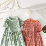 VLOVELAW Girls' Skirt Cartoon Korean Summer Children's Dress Cotton Baby Girl Clothes for Babies Baby Dress