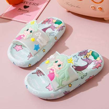 VLOVELAW Summer  New Cartoon Mermaid Girls' Slipper Cute Girl Kids Flip Flops Indoor Outdoor Non-Slip