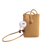 vlovelaw Korean Style Classic Style Authentic Leather Tactile Feel Soft Leather Crossbody Small Bag  New Versatile Bucket Bag Women's Mobile Phone Bag Fashion