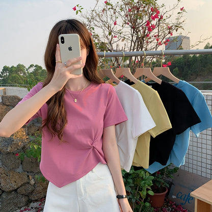 VLOVELAW Wholesale Foreign Trade Summer Women's Clothing Korean Style Short Top Casual All-Matching Loose Short Sleeve T-shirt Female Fashion One Piece Dropshipping