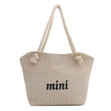 VLOVELAW Portable Straw Woven Bag Customized New Product Summer Woven Shoulder Bag Simple Bucket Casual Large Capacity Totes