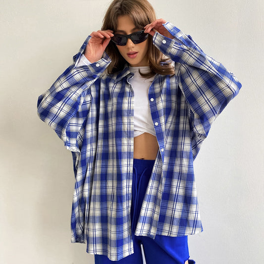 VLOVELAW 2025New autumn and winter new 2025 style pure cotton American retro commuter plaid shirt plaid shirt women's clothing