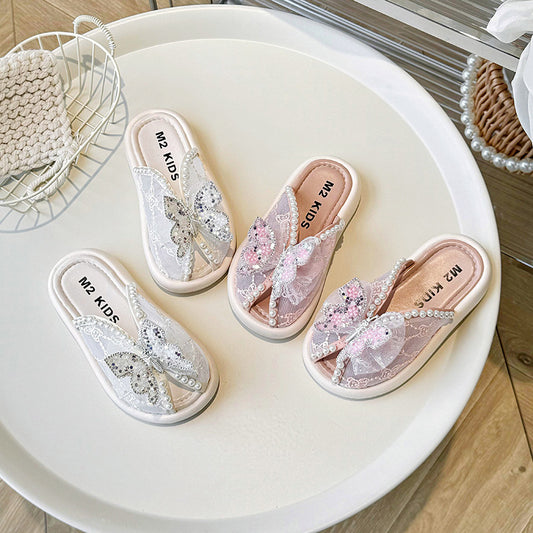 VLOVELAW Summer New Children Korean Style Slippers Girls Diamond Casual Shoes Outerwear Little Girl Fashion Slippers