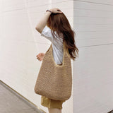 VLOVELAW Commuter Woven Bag Shoulder Bag 2021 Spring New Mori Artistic Straw Korean Style Portable Retro Large Capacity