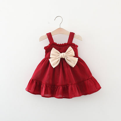 VLOVELAW Summer New Baby Girl's Twilight Gauze Suspender Skirt Bow Lace Dress Foreign Trade Ins Children Shirt Fashion