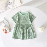 VLOVELAW Girls' Skirt Cartoon Korean Summer Children's Dress Cotton Baby Girl Clothes for Babies Baby Dress