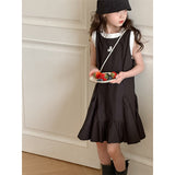 VLOVELAW Girls' Hepburn Style Dress  Summer New Children's Fashionable Stylish Princess Dress Sleeveless Casual Long Dress