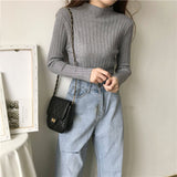 Large quantities of 2024 winter semi-turtleneck thickened shirt women's winter loose pullover knitted sweater bottoming shirt