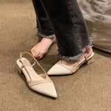 VLOVELAW  Style Closed Toe Sandals Pointed Toe Strap Nude High Heels Women's Summer New Thick Heel Shoes 5cm