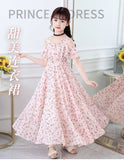 VLOVELAW Children's Dress Girls' Summer Floral Dress  New Medium and Big Children's Western Style Super Fairy Chiffon Princess Dress for Women