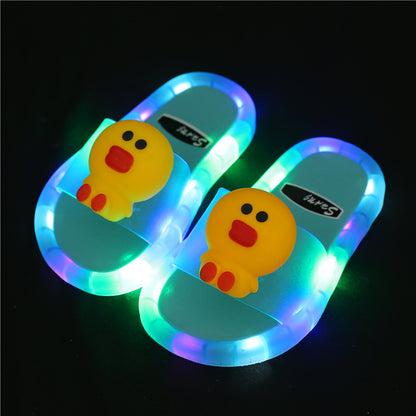 VLOVELAW Online Influencer Fashion Luminous Children's Slippers Strawberry Crystal Shoes Shiny Color Light Girlfriends Girls Shiny Sandals