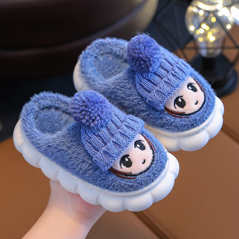 VLOVELAW Children's Slippers Winter Boys Indoor Home Cartoon Cute Children Baby Cotton Slippers Warm Keeping Girls Cotton Slippers