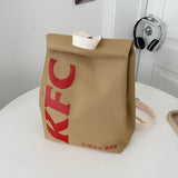 McDonald's Bag Wholesale  New Letter Printing Paper Bag Backpack Personality College Student Shoulder Bag Foreign Trade