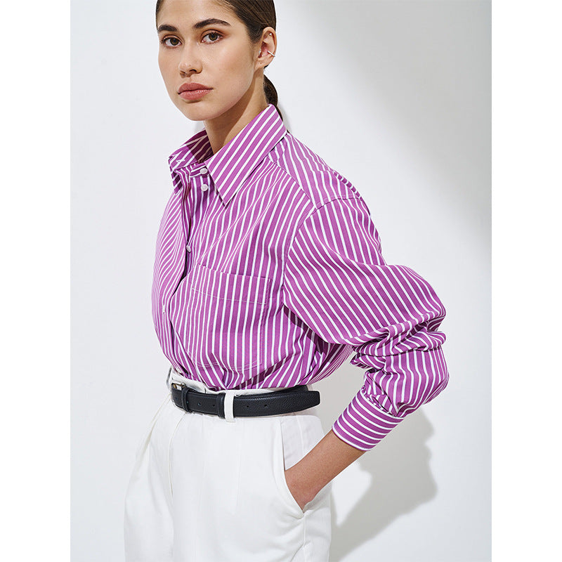 VLOVELAW  pure striped shirt 2025 popular summer new trend fashion versatile loose polo striped shirt