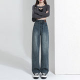 High Waist Wide Leg Jeans for Women Spring 2024 New Loose Straight Slim Fit Mop Pants Spring and Autumn