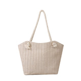 VLOVELAW Portable Straw Woven Bag Customized New Product Summer Woven Shoulder Bag Simple Bucket Casual Large Capacity Totes