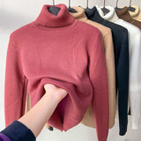 Fleece and thickened integrated fleece sweater women's winter thick mink fleece warm top turtleneck bottoming shirt women's autumn and winter inner trendy